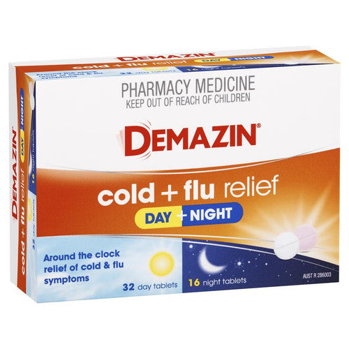 Demazin Cold & Flu Relief Day + Night 48 Tablets