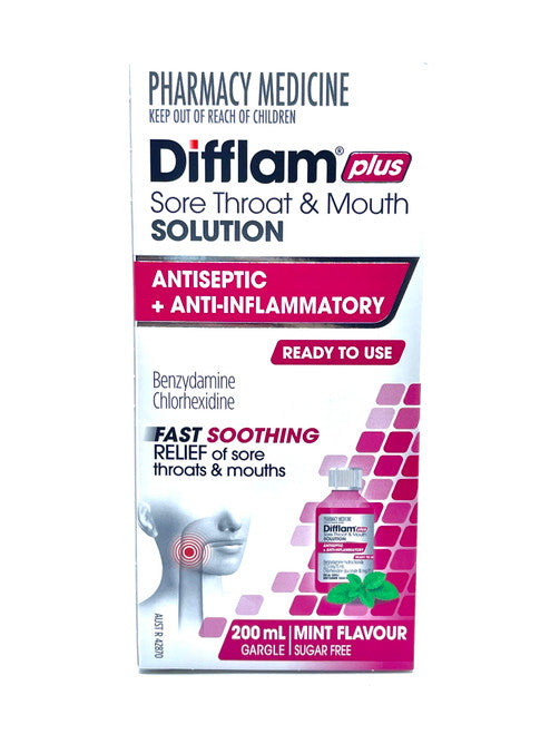 Difflam Plus Ready To Use Sore Throat & Mouth Solution 200mL