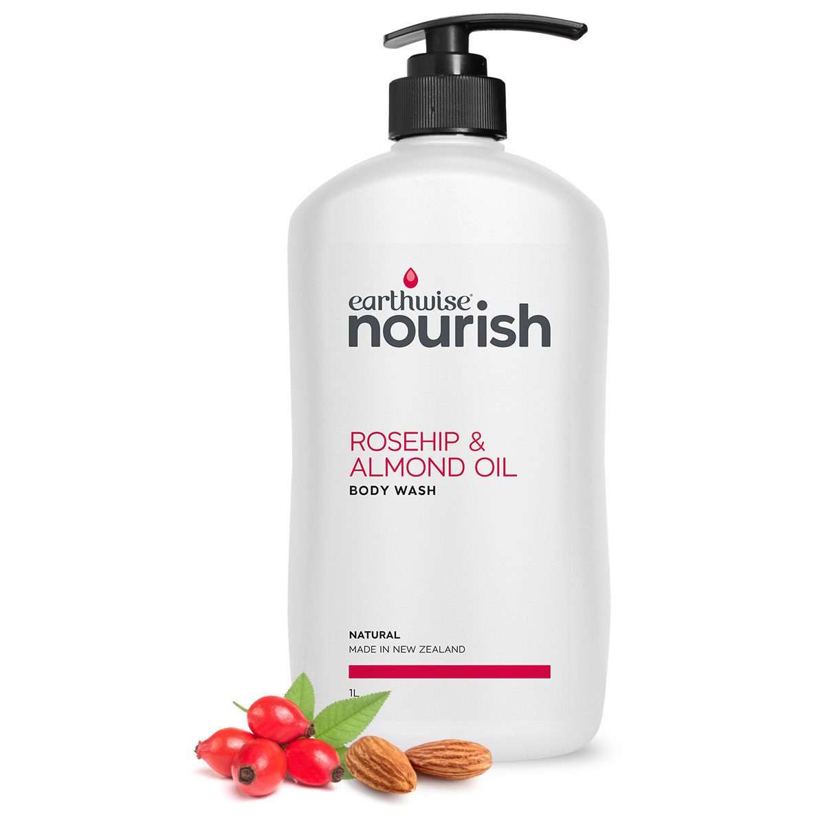 EARTHWISE NOURISH Body Wash Rosehip & Almond Oil 1L