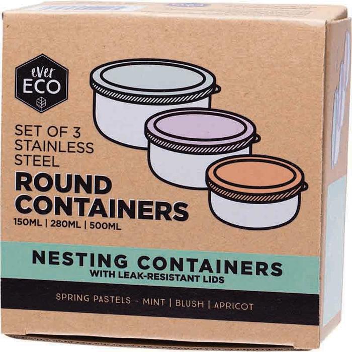 EVER ECO Stainless Steel Round Containers Spring Pastels - Leak Resistant 3