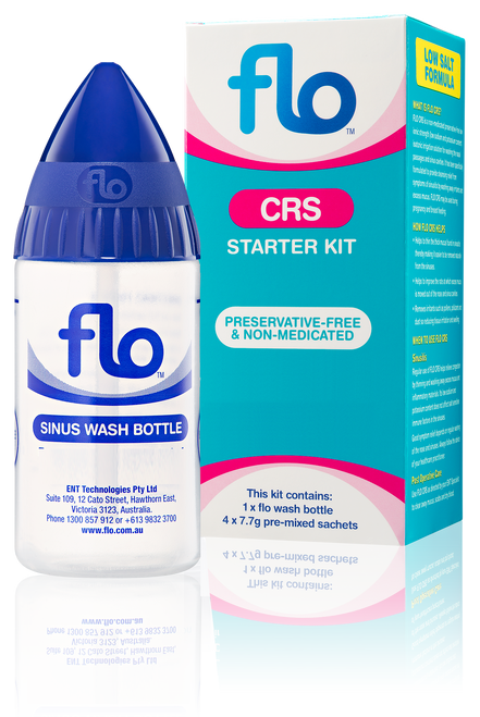 Flo CRS Kit 4 Sachets Front of Packaging (Box & Bottle)