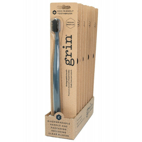 Grin Biodegradable Toothbrush Medium - Navy Blue 8