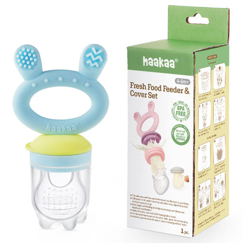 Haakaa Fresh Food Feeder & Cover - Blue