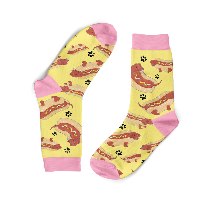 FUNKY SOCK CO Bamboo Socks Sausage Dogs In Buns 1