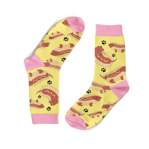 FUNKY SOCK CO Bamboo Socks Sausage Dogs In Buns 1