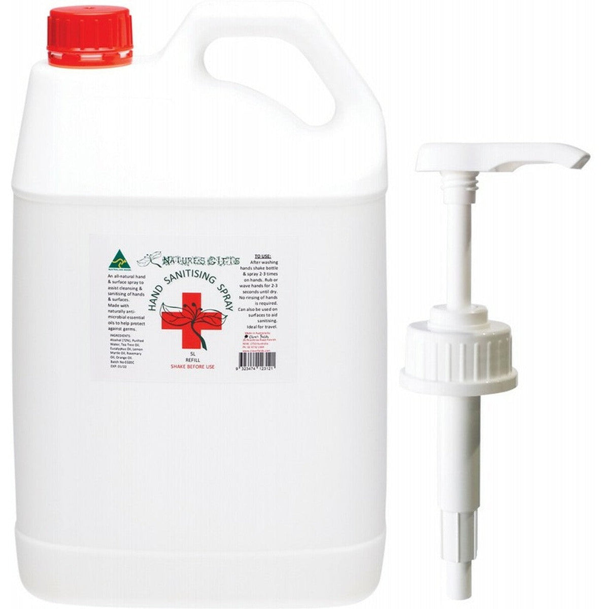 NATURES GIFTS Natural Hand Sanitiser Re-fill Bulk Hand & Surface 5L
