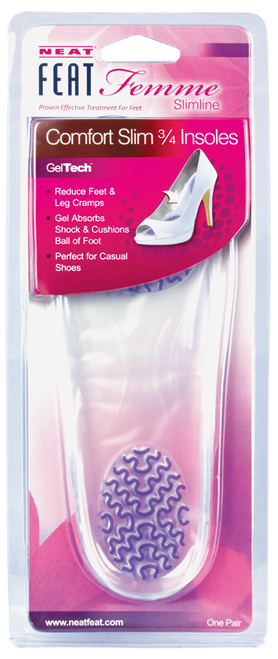 Neat Feat Slimline Gel Comfort Slim 3/4 Insole 1 Pair