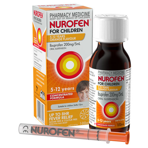 Nurofen For Children 5-12yrs Pain and Fever Relief Orange 100ml