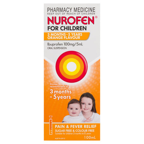 Nurofen For Children 3months - 5years Pain and Fever Relief Orange 100ml