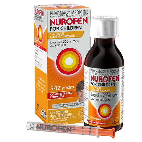 Nurofen For Children 5-12yrs Pain and Fever Relief Orange 200ml