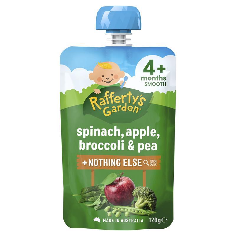 Raffertys Garden Food 4 Months+ Spinach, Apple, Broccoli & Pea