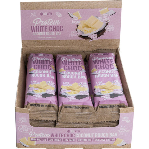 VITAWERX Protein White Chocolate Bar Coconut Rough 12x35g