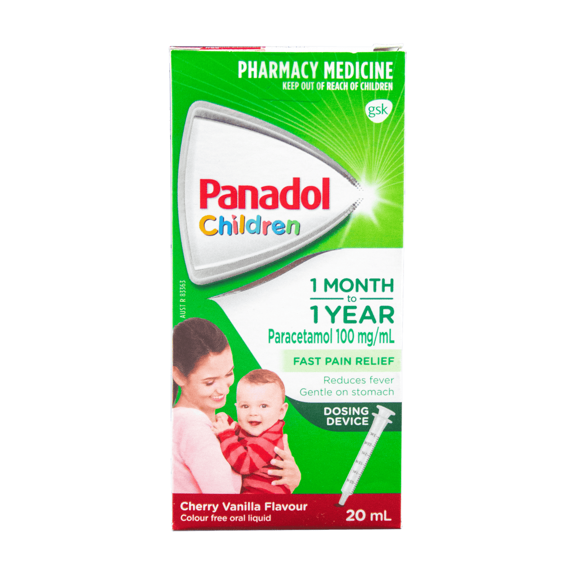 Panadol Colour-Free Baby Drops 1 Month - 1 Years Cherry Vanilla 20mL