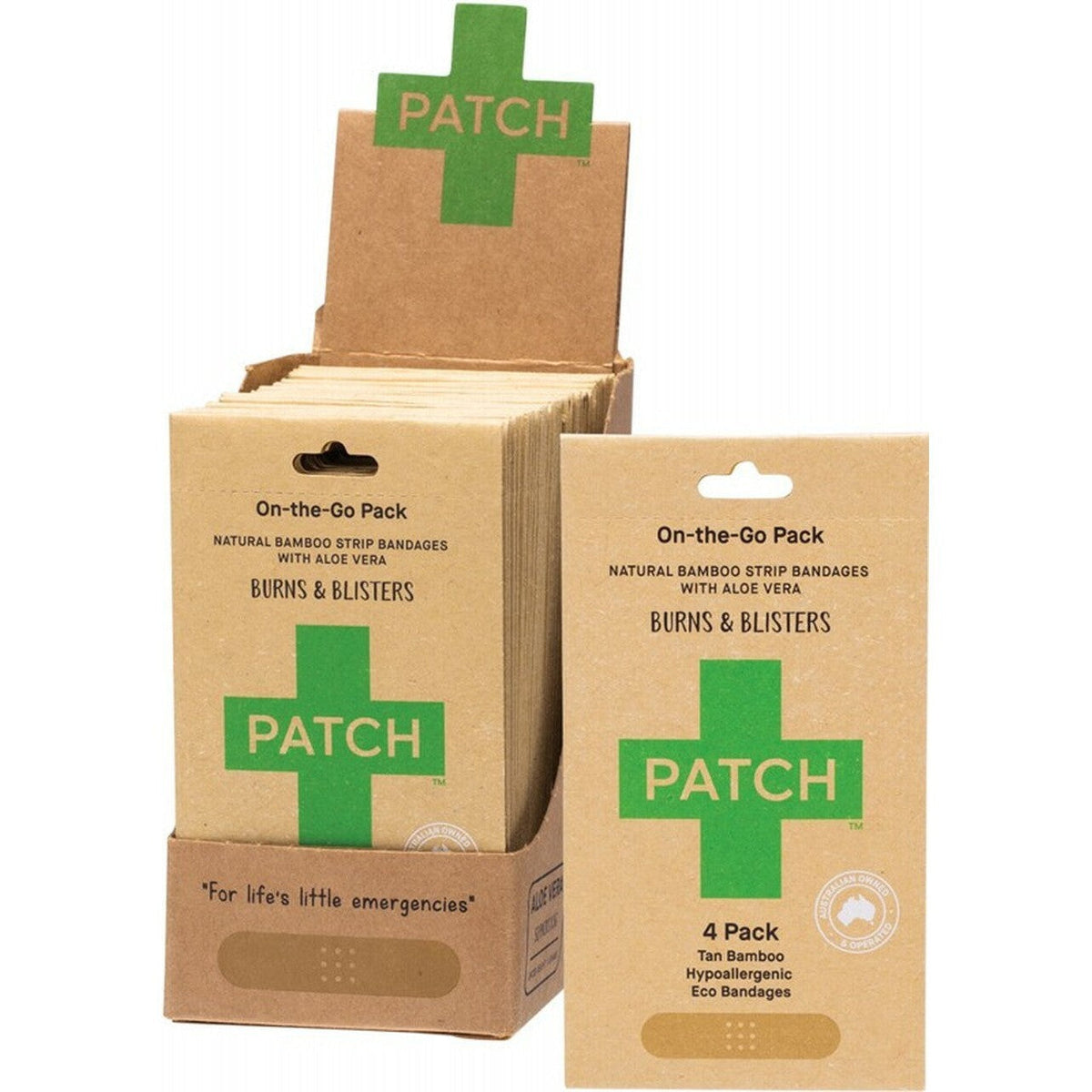 PATCH Adhesive Bamboo Strip Bandages Aloe Vera - Burns & Blisters 50x4