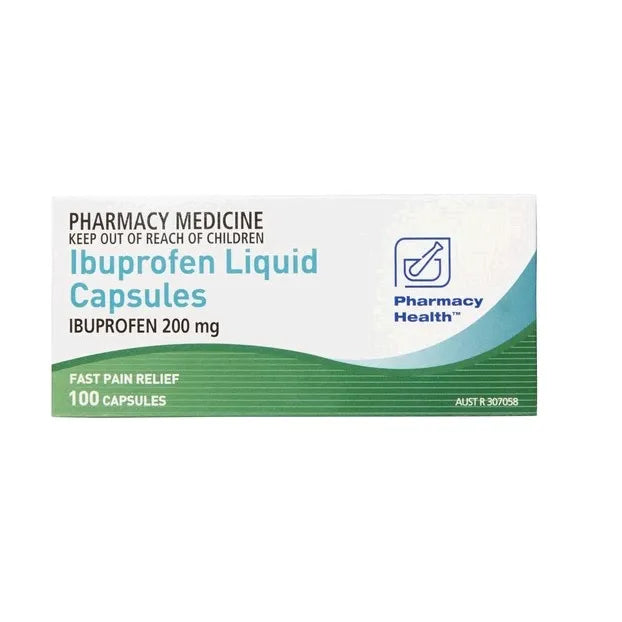 Pharmacy Health IBUPROFEN 200MG LIQUID 100 CAPSULES