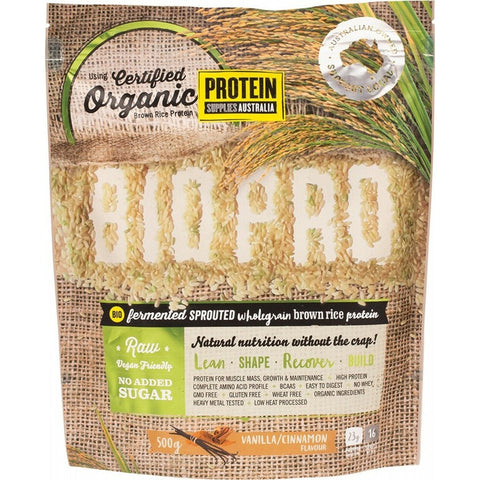 PROTEIN SUPPLIES AUSTRALIA BioPro (Sprouted Brown Rice) Vanilla & Cinnamon 500g