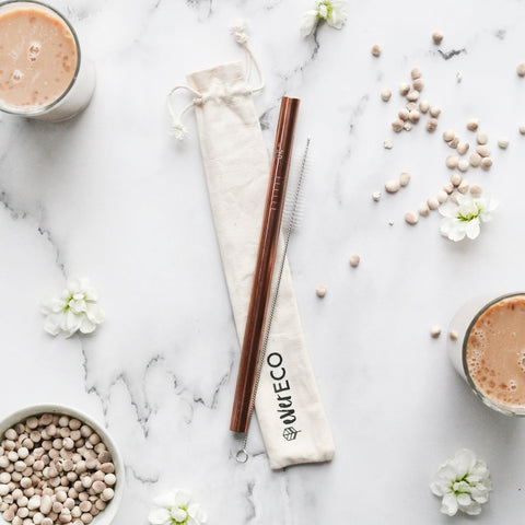 EVER ECO Bubble Tea Straw Kit - Straight Rose Gold 1