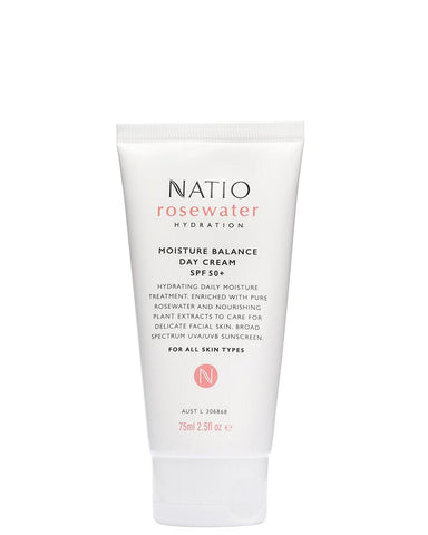 Natio Rosewater Hydration Moisture Balance Day Cream SPF 50+ 75ml