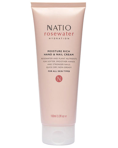 Natio Rosewater Hydration Moisture Rich Hand & Nail Cream 100ml