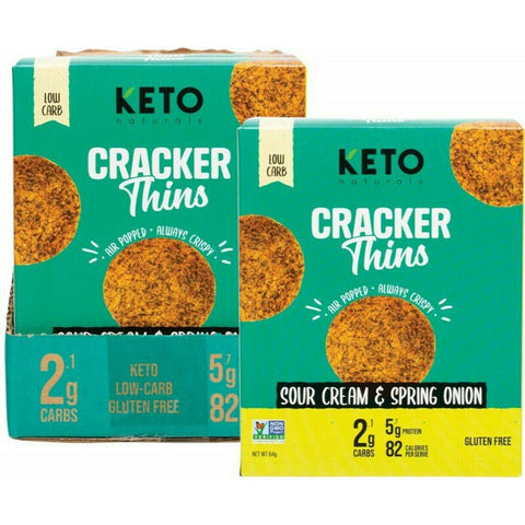 KETO NATURALS Cracker Thins Sour Cream & Spring Onion 64gX6