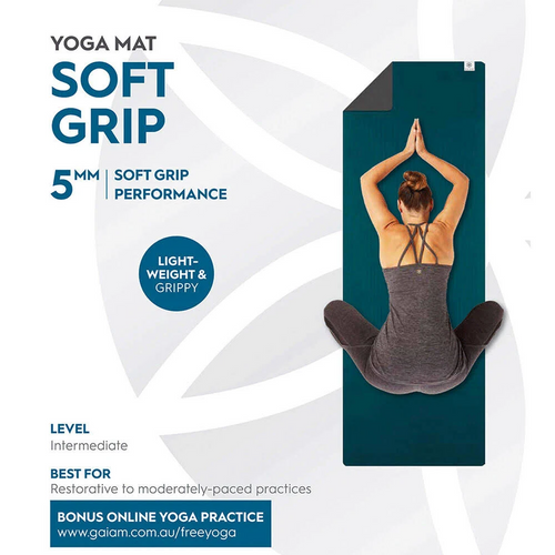 Gaiam Soft Grip 5mm Yoga Mat Teal