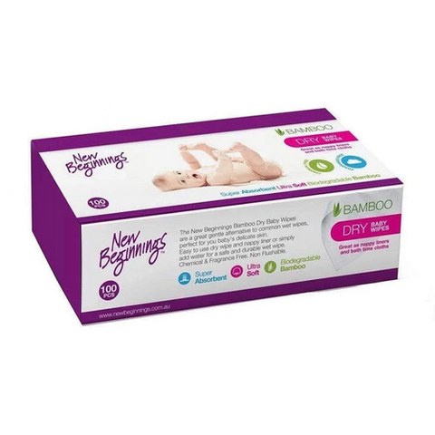 New Beginnings Bamboo Dry Baby Wipes 100