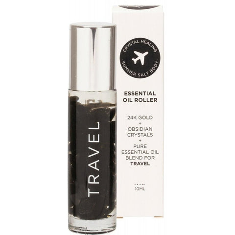 SUMMER SALT BODY Essential Oil Roller With 24K Gold Travel - Obsidian Crystals 10ml