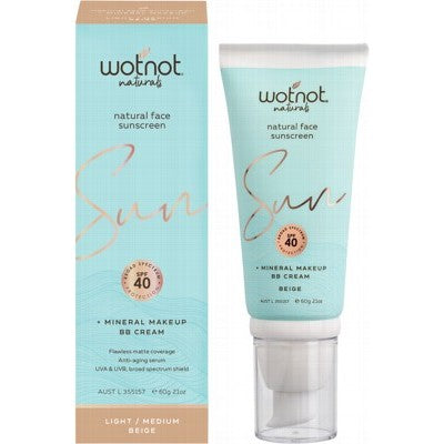 WOTNOT Natural Face Sunscreen 40 SPF Tinted Light-Medium BB Cream 60g