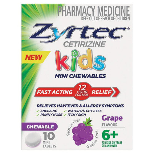 Zyrtec Kids Chewable Grape 10 Tablets